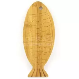 Доска разделочная бамбук, 33х14 см, бежевая, Катунь, Рыба, КТ-ДР-115
