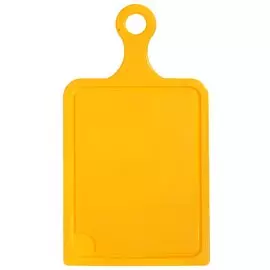 Доска разделочная пластик, 24х19 см, с ручкой, желтая, прямоугольная, Мультипласт, Малая