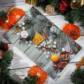 Доска разделочная стекло, 30х20 см, прямоугольная, Daniks, К нам приходит праздник