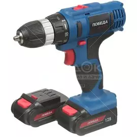 Дрель-шуруповерт аккумуляторный, Победа, ДА-12/2, 12 В, кейс