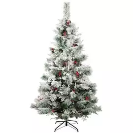 Елка новогодняя напольная, 210 см, Заснеженная, сосна, зеленая, хвоя леска + ПВХ пленка, Y4-4105