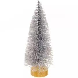 Елка новогодняя настольная, 20 см, ель, серебро, хвоя ПВХ пленка, SYMNS-152006