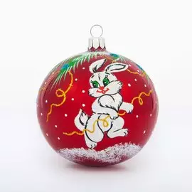 Елочный шар Елочка, Зайчик, стекло, С177