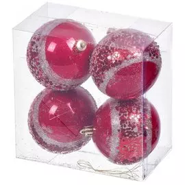 Елочный шар красный SYQC-012128, 4 шт, 8 см