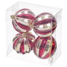 Елочный шар красный+золото SYQC-0121152, 4 шт, 8 см