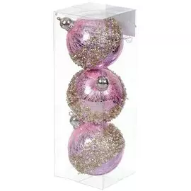 Елочный шар 3 шт, лавандовый, 8 см, пластик, SYQC-0121106