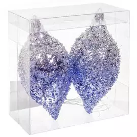 Елочный шар SYQB-0120104 N.N серебряно-голубой, 2 шт, 13.5х6.5 см