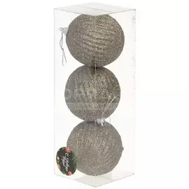 Елочный шар темное золото SYPMQB-111902, 3 шт, 8 см