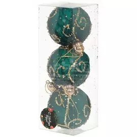 Елочный шар зеленый SYPMQB-111934, 3 шт, 8 см