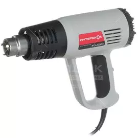 Фен строительный Интерскол, ФЭ-2000Э, 2000 Вт, 500 л/мин, 80 °C, 600 °C, 1 скорость, с кейсом, 192.0.1.00