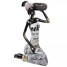 Фигурка декоративная Африканка в белом платье, 18 см, Y6-2102