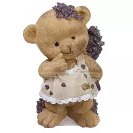 Фигурка декоративная Мишка с букетом, 14.5 см, Y6-2242