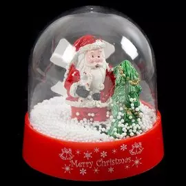 Фигурка декоративная Шар со снегом Санта с елкой, 9.5х11 см, музыкальная, Y4-4240