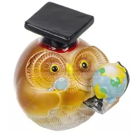 Фигурка декоративная Совенок с глобусом Y4-3547, 7x6х7 см