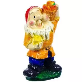 Фигурка садовая Гном с яблоками, 37 см, гипс, Л19