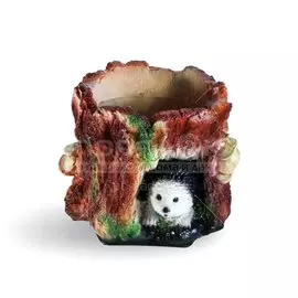 Фигурка садовая кашпо, Еж на пне, 19х26х26 см, гипс, маленькое, 68