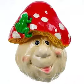 Фигурка садовая Мухомор с лягушкой, 26 см, гипс, Л55