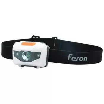 Фонарь налобный, Feron, ТН2302, пластик, режим SOS, на батарейках, 3 Вт, ЗхААА, 1LED+2RED, IP44, 41681