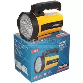 Фонарь ручной, встроенный аккумулятор, прожектор, Camelion, LED29315, зарядка от сети 220 В, пластик, желтый, 10469