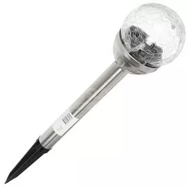 Фонарь садовый Шар большой, на солнечной батарее, грунтовый, металл, 9.5х37.5 см, эффект битого стекла