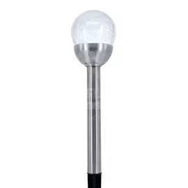 Фонарь садовый Smartbuy, на солнечной батарее, грунтовый, нержавеющая сталь, 37 см, эффект битого стекла