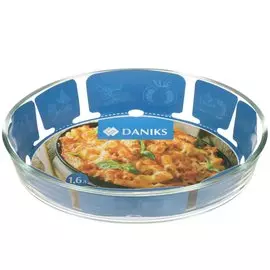 Форма для выпечки стекло, 18.5х26.7х6.2 см, 1.6 л, овальная, с крышкой, Daniks, HSAP16LTP