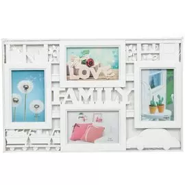 Фоторамка-коллаж на 4 фото, 29.5х47.5 см, белая, Family, Y3-1574