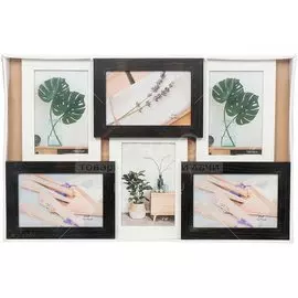 Фоторамка-коллаж на 6 фото, 29.5х47 см, МДФ, черно-белая, Y3-1555