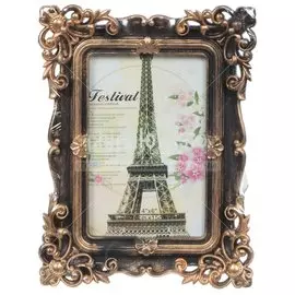 Фоторамка фото 10х15 см, черная, резная, JC-11868, 313386