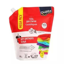 Гель для стирки Qualita, 3 л, для цветного белья, дой-пак КК/4