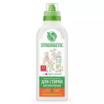 Гель для стирки Synergetic, 0.75 л, для цветного белья