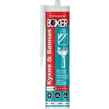 Герметик силиконовый, санитарный, Boxer, S, Н1617, 260 мл, бесцветный