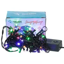 Гирлянда 50 ламп, 6.5 м, 8 режимов, Космос, свет мультиколор, черная, в помещении, сетевая, светодиодная, мигание, KOC_GIR50LED_RGB