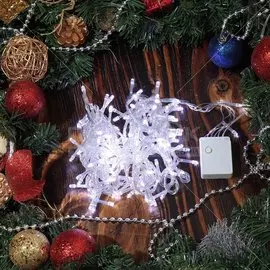 Гирлянда 140 ламп, 6.5 м, холодный белый свет, прозрачная, в помещении, сетевая, LED, SY20L-05