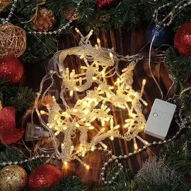 Гирлянда 120ламп, 1.5х1.5 м, 8 режимов, Занавес, теплый белый свет, прозрачная, в помещении, сетевая, SY20L-09