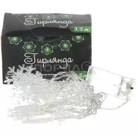 Гирлянда 20 ламп, 3.5 м, 1 режим, Снежинки, свет мультиколор, прозрачная, в помещении, на батарейках, SYCL17-065