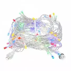 Гирлянда прозрачный провод Vegas Бахрома 55091 разноцветная, 64 лампы, 2х1 м