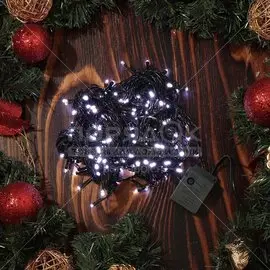 Гирлянда 160 ламп, 10 м, 8 режимов, холодный белый свет, зеленая, в помещении, сетевая, LED, SY16-144