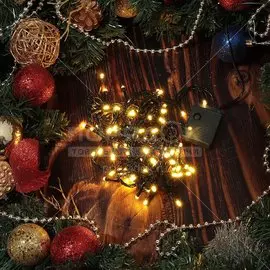 Гирлянда 100 ламп, 5 м, 8 режимов, свет теплый белый, зеленая, в помещении, сетевая, SY20L-03