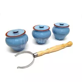 Горшочек для запекания керамический Голубой НБР ВК-1/3 Г, 3 шт, 0.5 л