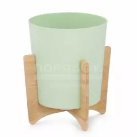 Горшок для цветов Альтернатива М8266 Алессия светло-зеленый с бамбуковой подставкой, 1.8 л