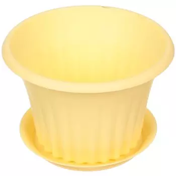 Горшок для цветов пластик, 1.5 л, 18х12 см, банановый, Idea, Кэрол, М 3156