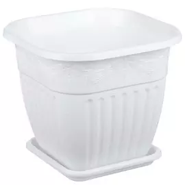 Горшок для цветов пластик, 3 л, 18.5х16.5 см, белый, Альтернатива, Лозанна, М1615