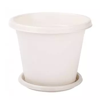 Горшок для цветов пластик, 3 л, 21.5 см, белый, Альтернатива, Эконом, М7255