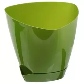 Горшок для цветов пластик, 5 л, 22.2х20.2х22.2 см, оливковый, Радиан, Элеганс, 10051233