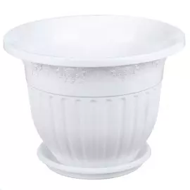 Горшок для цветов пластик, 7 л, 29.2х22 см, белый, Альтернатива, Лозанна, М1468