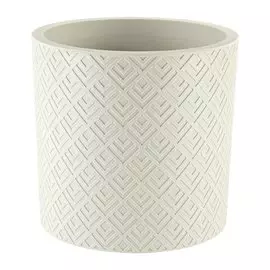Горшок для цветов пластик, 9.5 л, 28х27 см, с вставкой, белый ротанг, Idea, Этна, М 3184