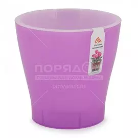 Горшок для цветов пластик, 2.2 л, 16 см, автополив, для орхидей, фиолетовый, Альтернатива, Лея, М8128