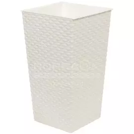 Горшок напольный для цветов пластик, 8 л, 22х41.5 см, со вставкой, белый, Альтернатива, Ротанг, М6825