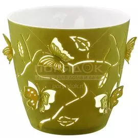 Горшок для цветов пластик, 0.7 л, 11х10.5 см, оливковый, Dunya Plastik, Дюна, 691